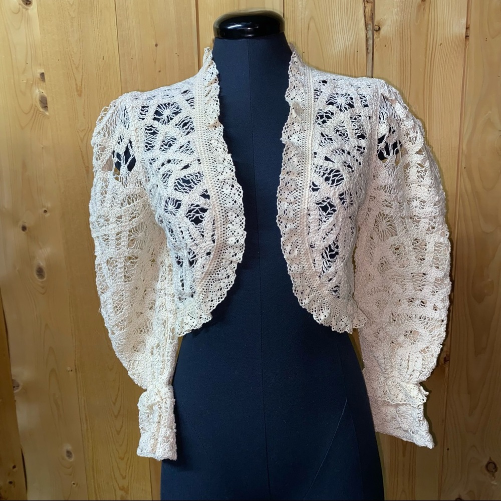 Crochet Crop Top Jacket Lace Style Cream